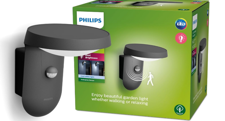 Philips applique murale extérieure infrarouge Tyla, énergie solaire, 9W, 4000K, anthracite