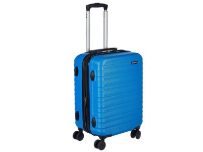 Amazon Basics : Valise de voyage à roulettes pivotantes, Bleu clair, 55 cm