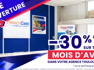 FranceCars : Profitez de -30% sur tous les véhicules dans la nouvelle agence de Toulouse