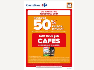 50% en bon d’achat dès 10€ sur tous les cafés !