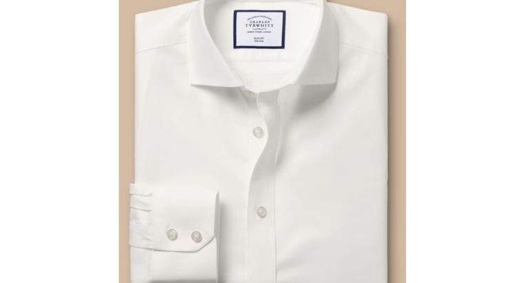 Chemise Sergé À Col Italien Sans Repassage – Blanc Ivoire