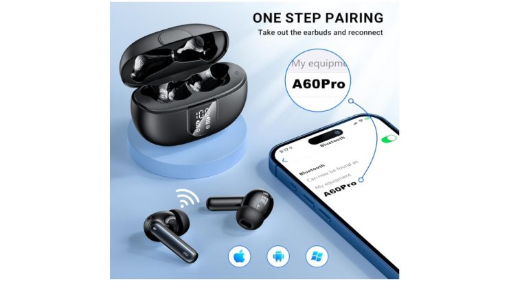 AOVOCE :Ecouteurs Bluetooth sans Fil-Étanche Sport Oreillette Contrôle Tactile pour iOS Android Noir