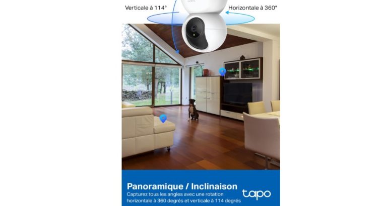 Tapo 2K(3MP) Caméra Surveillane c, 360°, Compatible avec Alexa!