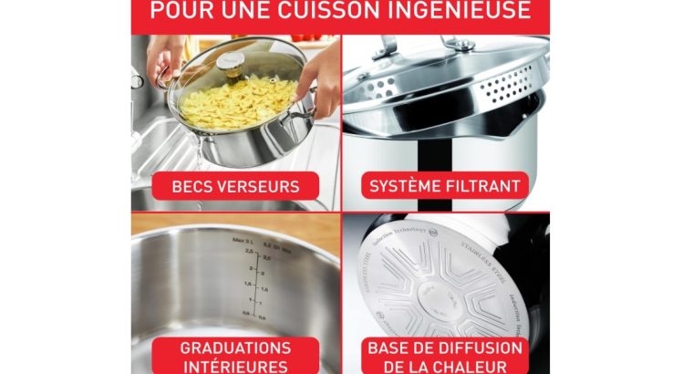 Tefal Faitout 16 cm, Induction, Couvercle filtrant en verre, Acier inoxydable 18/10, Garantie 10 ans