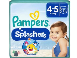 Pampers Splashers, Couches-Culottes de Bain Jetables ,9-15kg, Taille 4-5 1 Couches- Culottes de Bain
