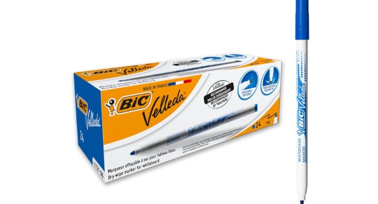 Feutres pour Tableau Blanc Effaçables à Sec Pointe Conique Fine ,Boîte de 24 -BIC Velleda-