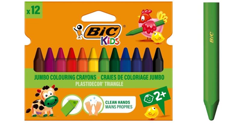 BIC Kids Plastidecor Triangle Craies de Coloriage -Plastique-Bâton de pastel