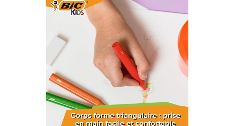 BIC Kids Plastidecor Triangle Craies de Coloriage -Plastique-Bâton de pastel