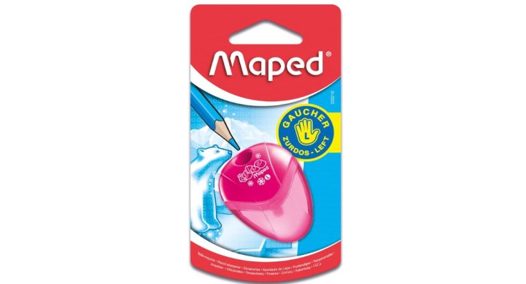 MAPED – Taille-crayon « I-GLOO » pour gauchers – 1 trou avec réservoir transparent – Coloris aléatoire