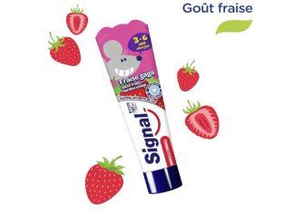 Dentifrice Enfant 3-6 ans , 97% d’ingrédients d’origine naturelle – 50ml, Goût fraise -SIGNAL-