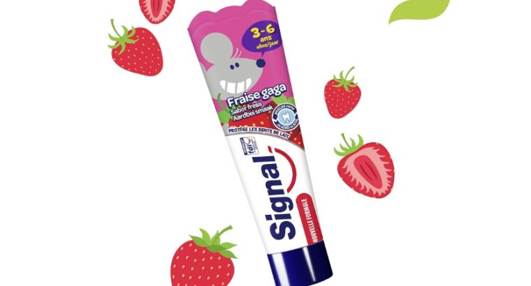 Dentifrice Enfant 3-6 ans , 97% d’ingrédients d’origine naturelle – 50ml, Goût fraise -SIGNAL-