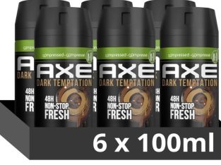 Axe Déodorant Homme Bodyspray Compressé, Dark Temptation, 48 h, lot de 6x100ml