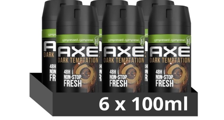 Axe Déodorant Homme Bodyspray Compressé, Dark Temptation, 48 h, lot de 6x100ml