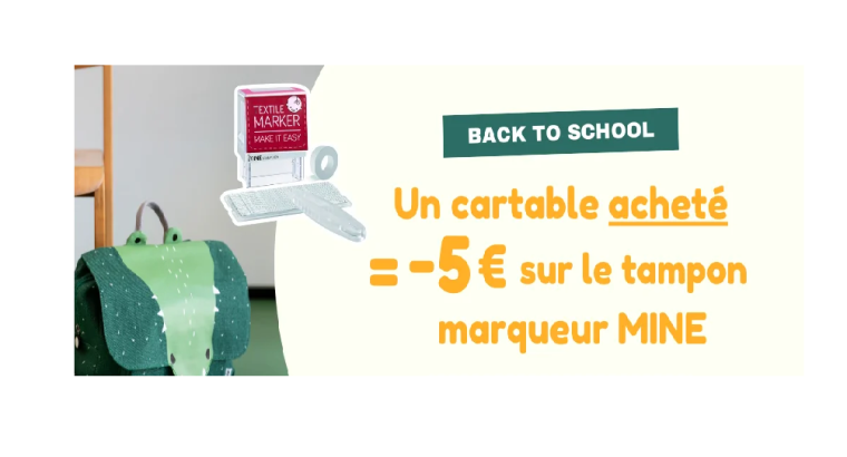 Berceau Magique : -5 € sur le tampon marqueur nominatif MINE pour l’achat d’un cartable