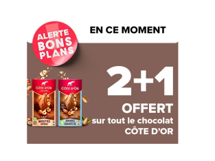 Bons plans : 2+1 Offert sur tout le Chocolat CÔTE D’OR