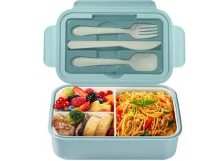 Diboniur : Lunch Box Enfant & Adulte , Boîte 1400ml avec 3 Compartiments (Bleu)