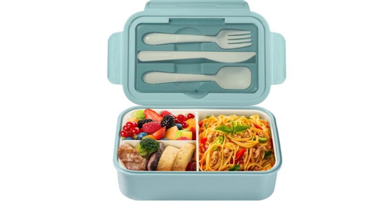 Diboniur : Lunch Box Enfant & Adulte , Boîte 1400ml avec 3 Compartiments (Bleu)