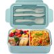 Diboniur : Lunch Box Enfant & Adulte , Boîte 1400ml avec 3 Compartiments (Bleu)