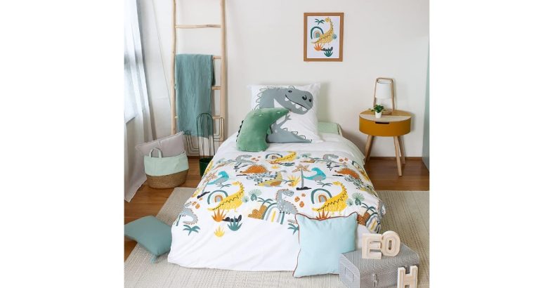 Parure enfant réversible pour un lit 1 personne 90x190cm +housse de couette +1 taie d’oreiller