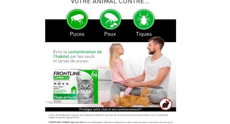 FRONTLINE Combo Chat , Protège L’Animal & L’Habitat – Jusqu’à 4 Semaines, Anti Puces, Tiques & Poux