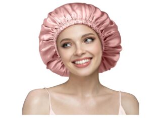 Bonnet de Nuit en Soie 22 Momme ,Respirant et Ajustable – Élastique de Fixation, Rose, de Umisleep,