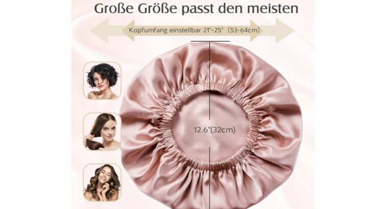 Bonnet de Nuit en Soie 22 Momme ,Respirant et Ajustable – Élastique de Fixation, Rose, de Umisleep,