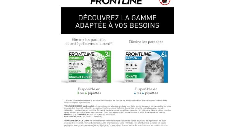 FRONTLINE Combo Chat , Protège L’Animal & L’Habitat – Jusqu’à 4 Semaines, Anti Puces, Tiques & Poux