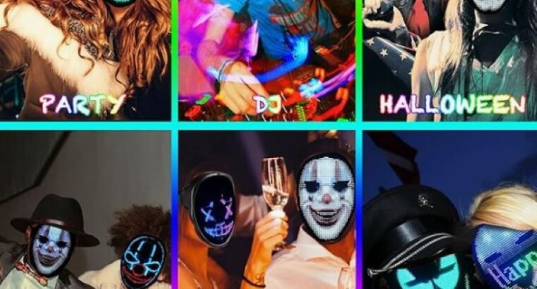 Megoo Masque led avec bluetooth ,Halloween ,Costume Halloween DJ Masquerade Rave Cosplay