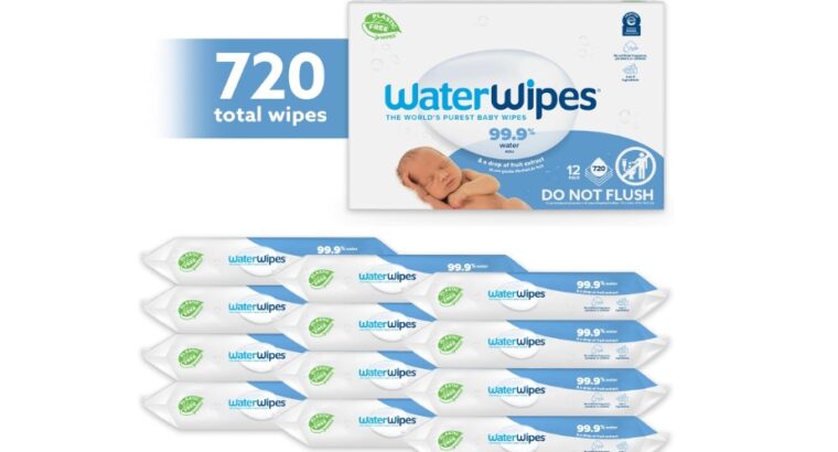 WaterWipes , Lingettes Bébés Originales, 720 Unités (12 Paquets),Base d’Eau à 99,9 % ,Peau Sensible