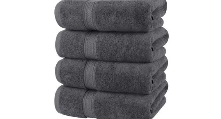 Lot de 4 Serviettes de Bain luxueuses- Gris- Usage Quotidien-Utopia Towels-