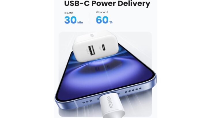 -20 % : UGREEN Lot de 2 Chargeur USB C Rapide Double Ports !