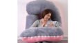 Coussin pour: Grossesse , allaitement, en forme de U (Rose&Gris-Velours) de SHANNA