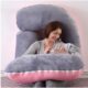 Coussin pour: Grossesse , allaitement, en forme de U (Rose&Gris-Velours) de SHANNA