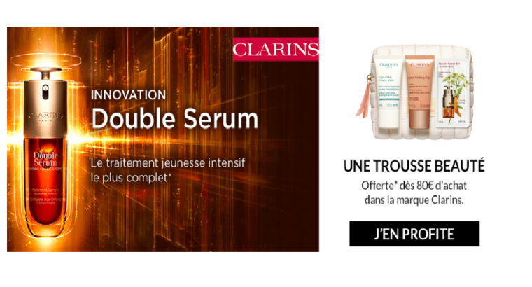 Une trousse beauté OFFERTE dès 80€ d’achat dans la marque Clarins