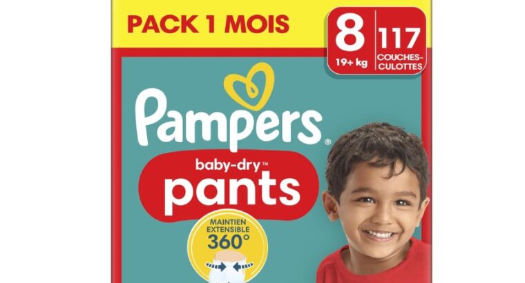 Pack 1 Mois / Pampers Baby-Dry Pants, Taille 8, 117 Couches-Culottes