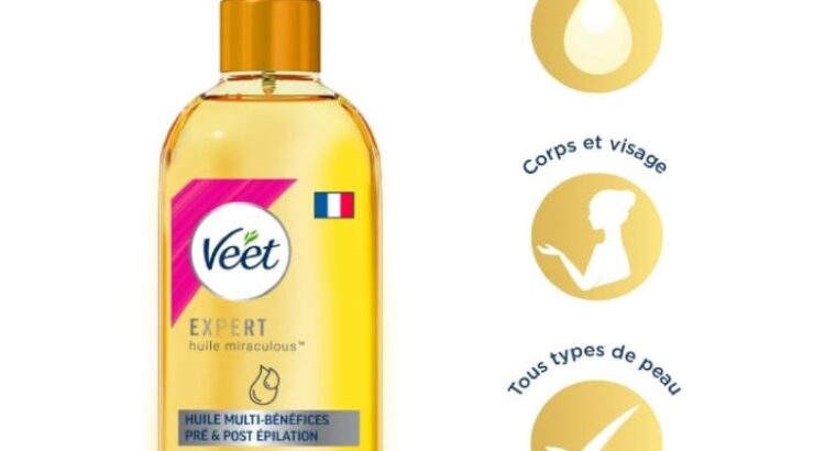 Veet – Huile Miraculeuse Hydratante Pré et Post-Épilation et Rasage à Base d’Huiles Naturelles