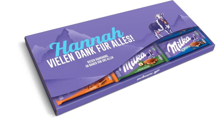 Milka Méga Tablette de Chocolat Personnalisée -(6 Tablettes)- Homme et Femme cadeau NOEL