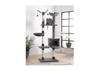 Arbre à chat avec 4 plateformes et jouets – Gris – H 160 cm